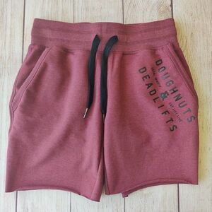 Doughnuts & Deadlifts burgundy raw hem casual shorts sz XS